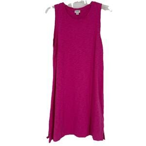 J Crew Hot Pink Tank T Shirt Dress Slub Knit Casual Sleeveless Short Size M